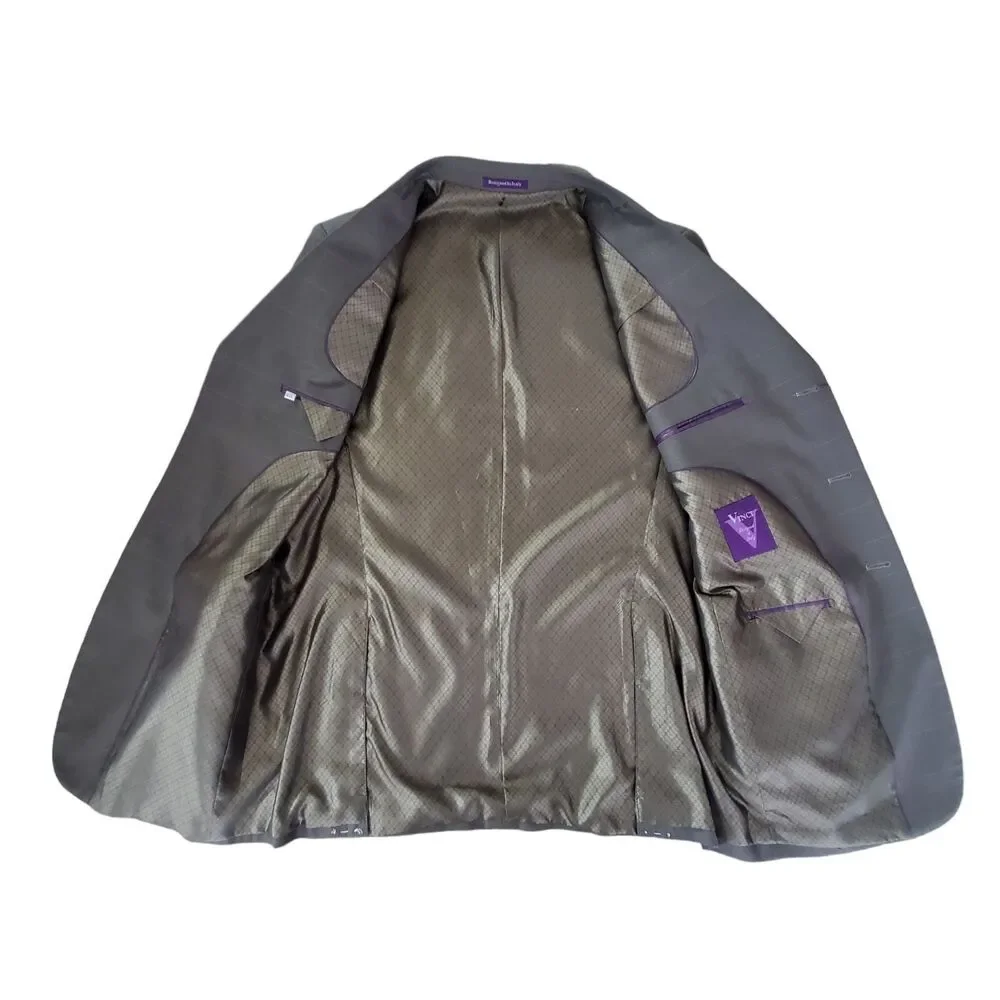 Vinci‎ Super 150's Suit Jacket Zegna Olive Window Pane Italian Men's 42L $300